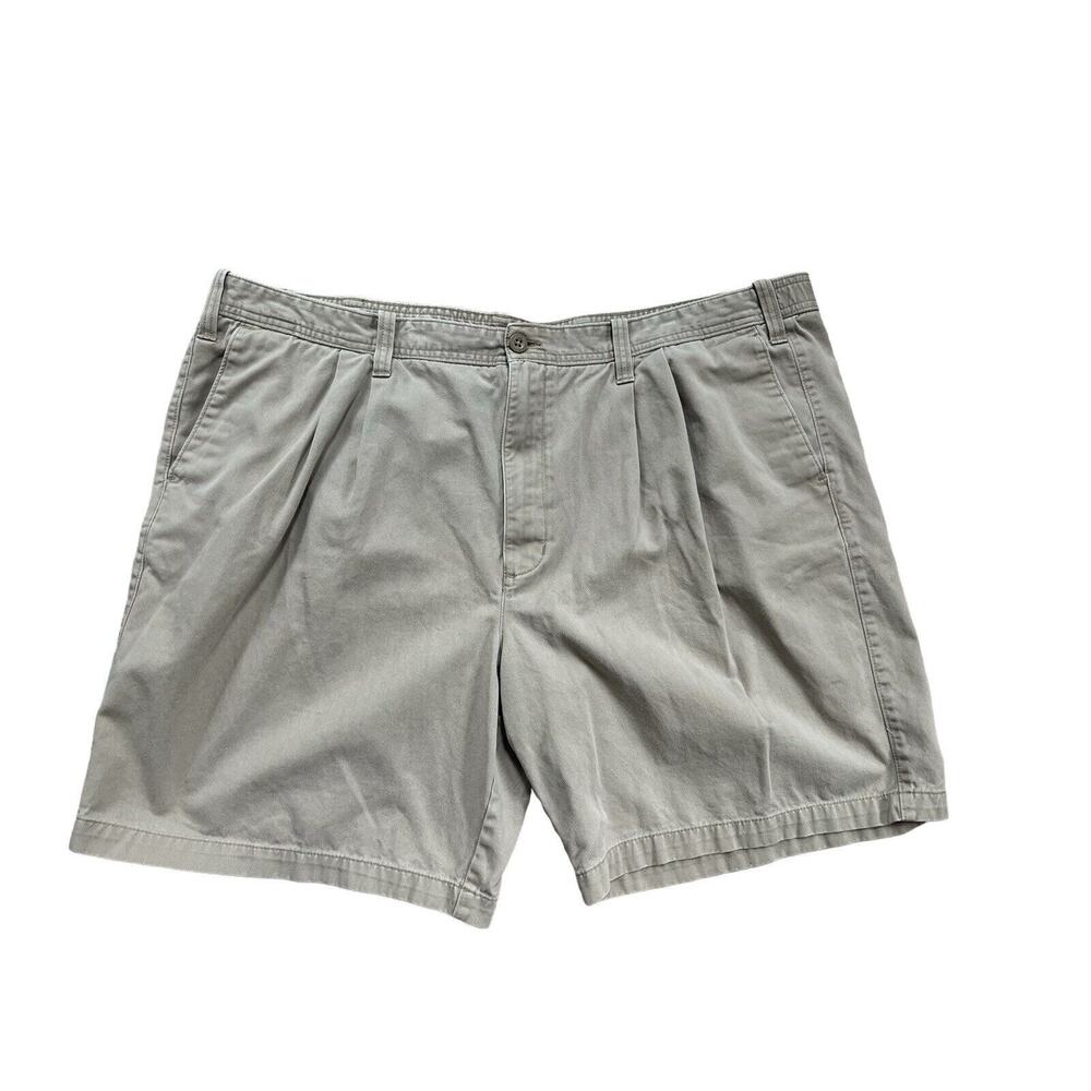 Eddie Bauer Shorts Men's 46 Pleated Front Khaki Chinos Tan Preppy Dad Core